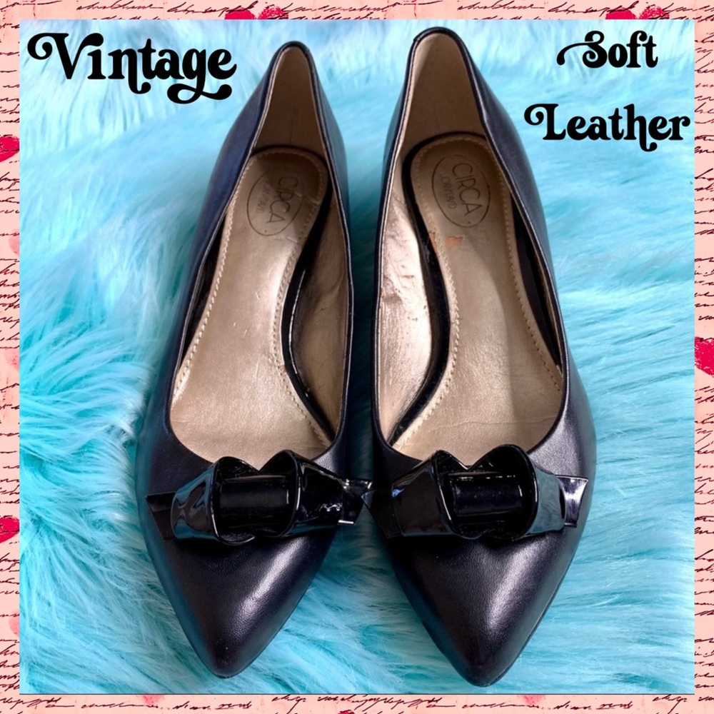 Circa Joan & David 90s Black Soft LEATHER Kitten Heel Women’s 6.5
